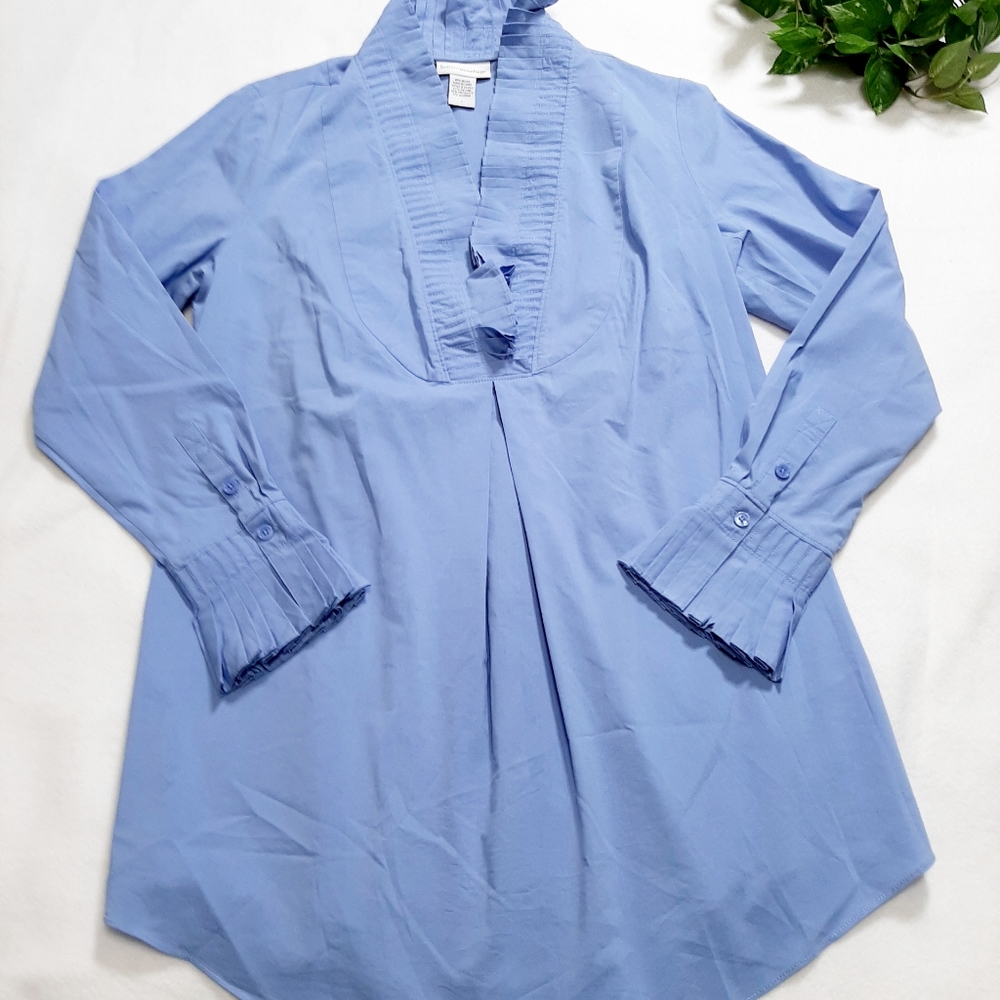 Soft Surroundings Pullover Tuxedo‎ Ruffle Trim Top